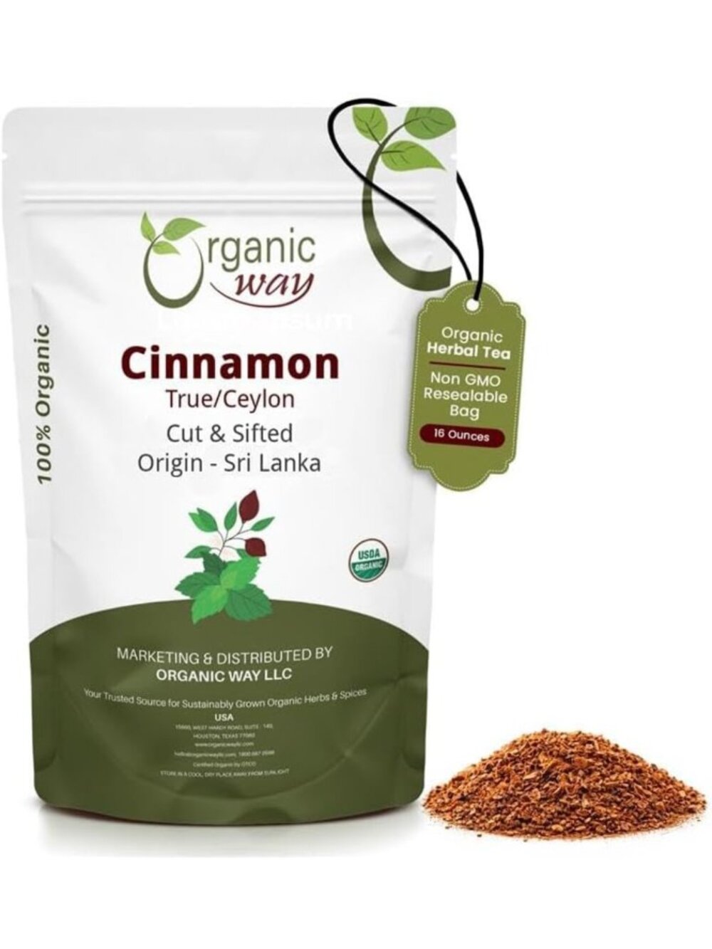 Organic Ceylon Cinnamon Cut & Sifted - Pure, Fresh Spice from Sri Lanka (16 oz)